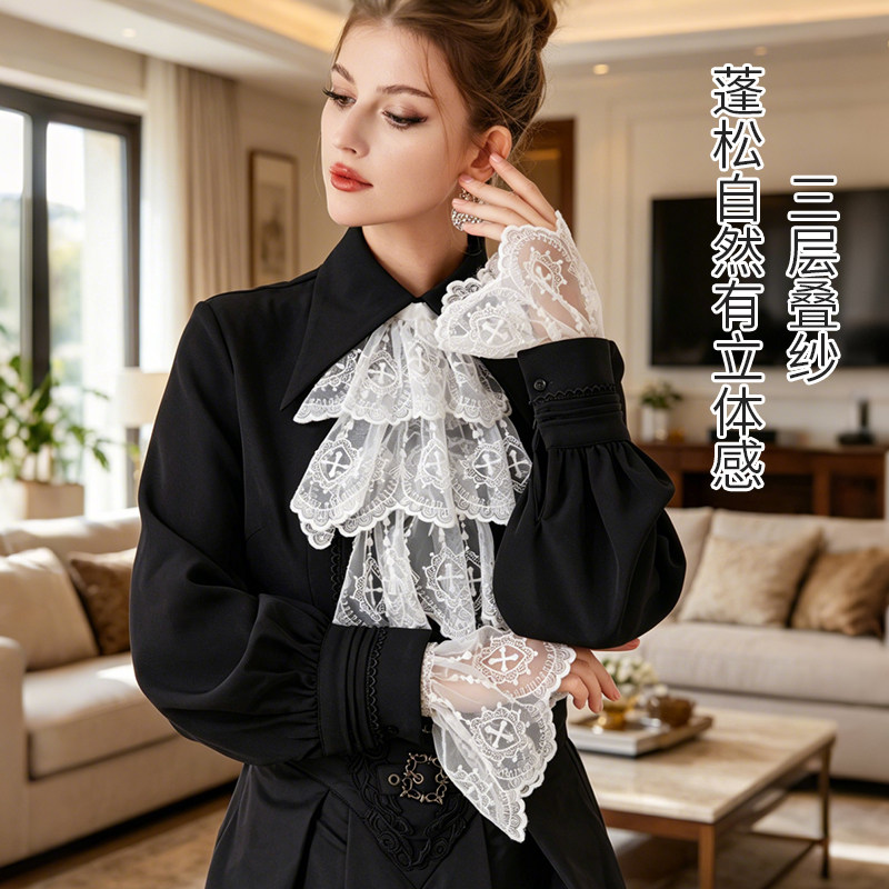 甜美洛丽塔蕾丝三层挂脖假领