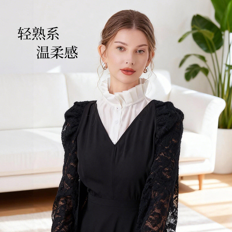法式压边褶领轻盈透气不塌