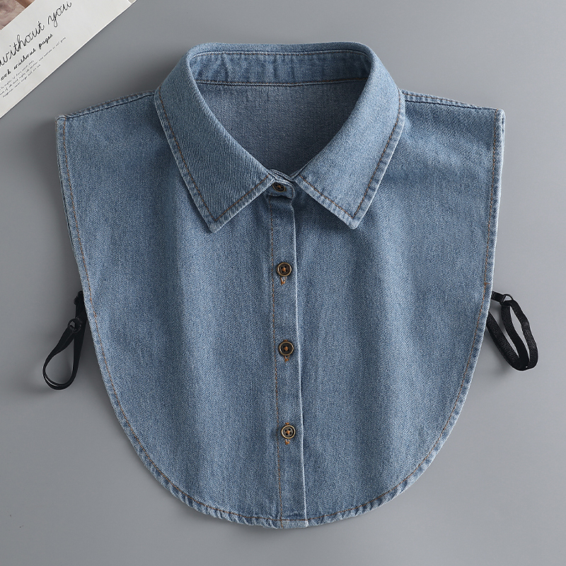 秋冬春百搭假领子女休闲牛仔尖领搭配卫衣毛衣时尚减龄衬衣假衣领