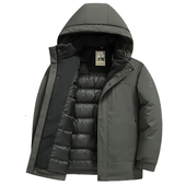 男士 商务休闲白鸭绒外套春秋冬季 中年爸爸连帽羽绒服保暖防风上衣