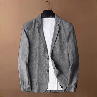 夏季 男士 商务休闲单西男士 外套春秋款 薄棉麻西服高级感男 亚麻西装