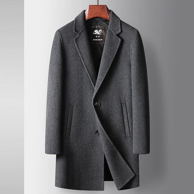 男士羽绒内胆羊毛呢子大衣男双面呢外套大码风衣中长款秋冬季爸爸