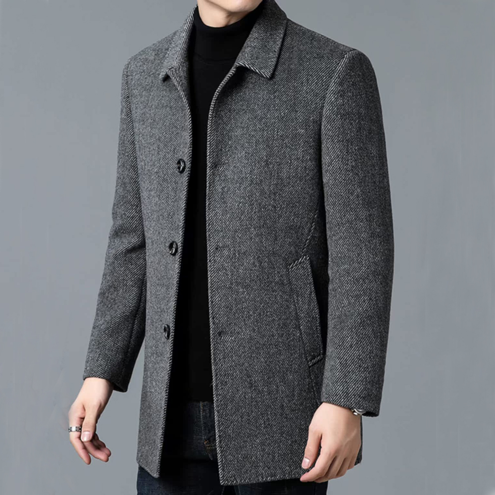 男士羊绒大衣中长款爸爸装秋冬羊毛呢外套保暖可脱卸羽绒内胆上衣