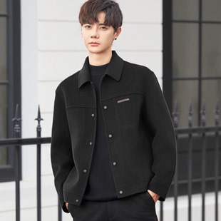 高端毛呢外套男士夹克男春秋冬韩版休闲羊绒羊毛双面呢子大衣短款