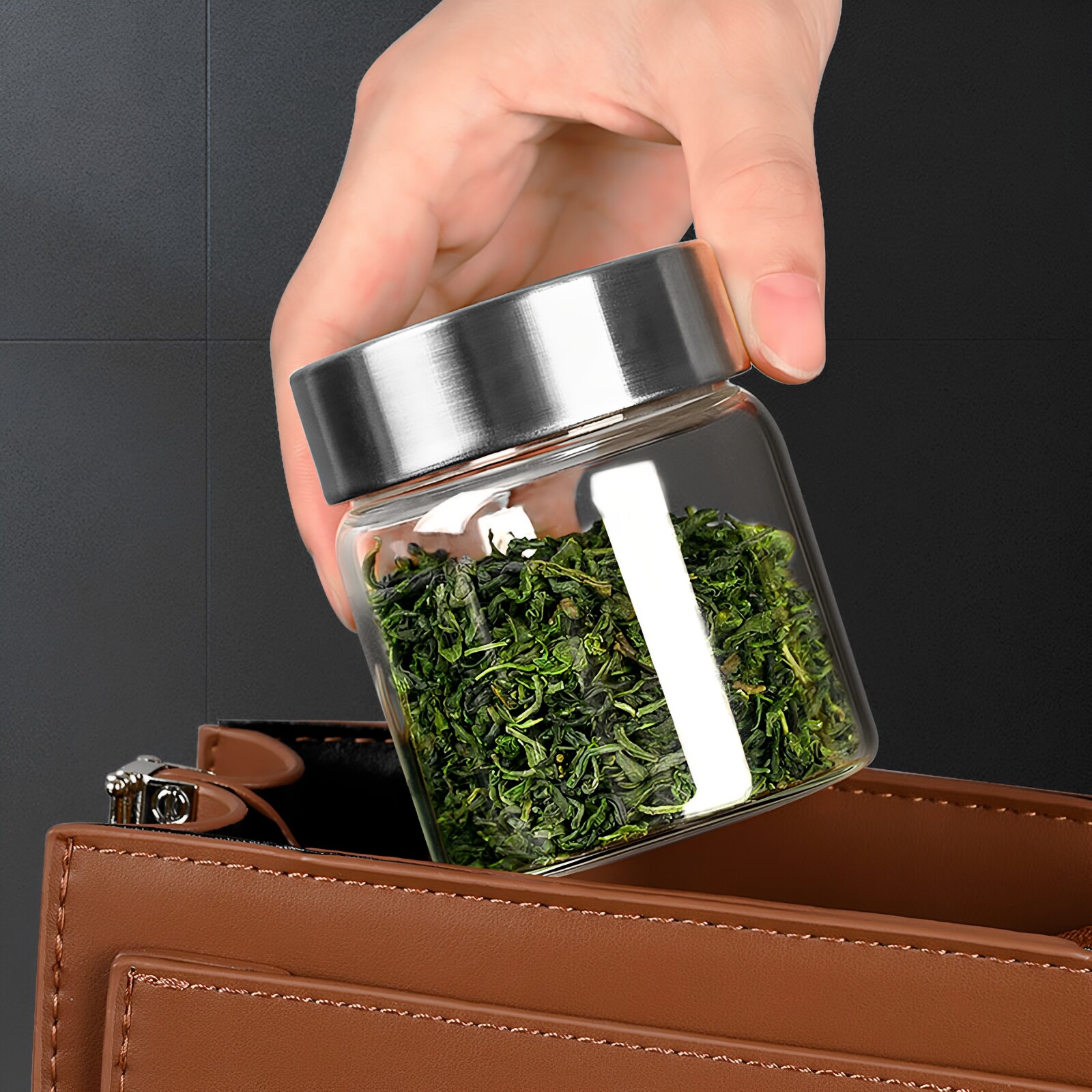 高档密封玻璃茶叶罐便携储茶罐小图片