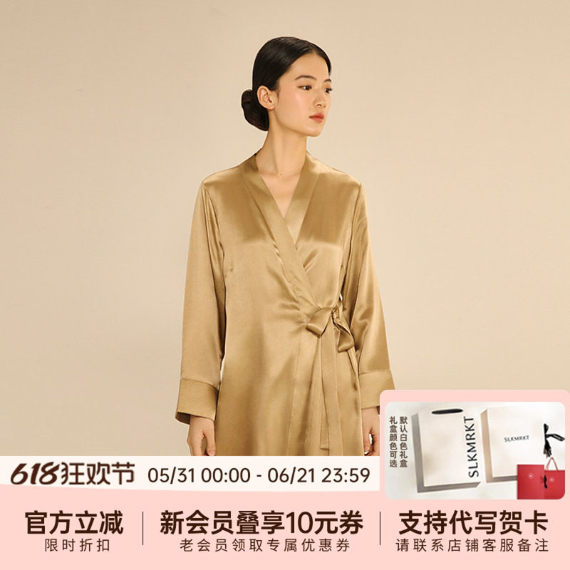 SLKMRKT乃丝重磅中式真丝睡袍女高级感2024夏季桑蚕丝家居服