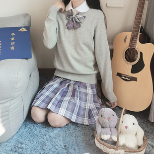 LF原创JK制服毛衣学院风日系班服针织衫套头V领纯棉纯色长袖秋冬