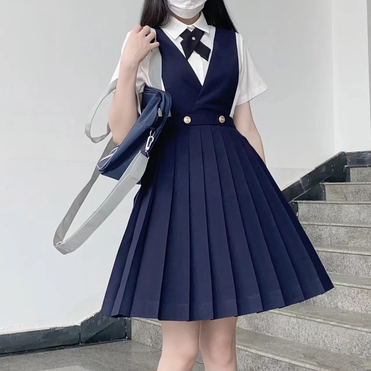 原创JK制服护奶裙套装TR纯色