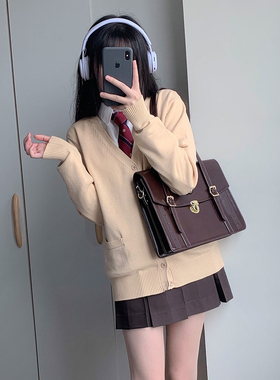 消失的初恋同款JK/DK制服毛衣道枝骏佑驼色开衫针织衫学院风套装