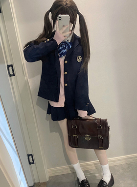 LF原创【高校】西装JK制服学院风三粒扣绀色黑色茶色西服外套秋冬