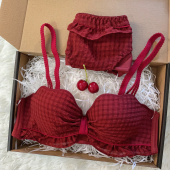 深巷归人少女日系甜美内心春夏薄款 上托小胸聚拢本命年文胸套装