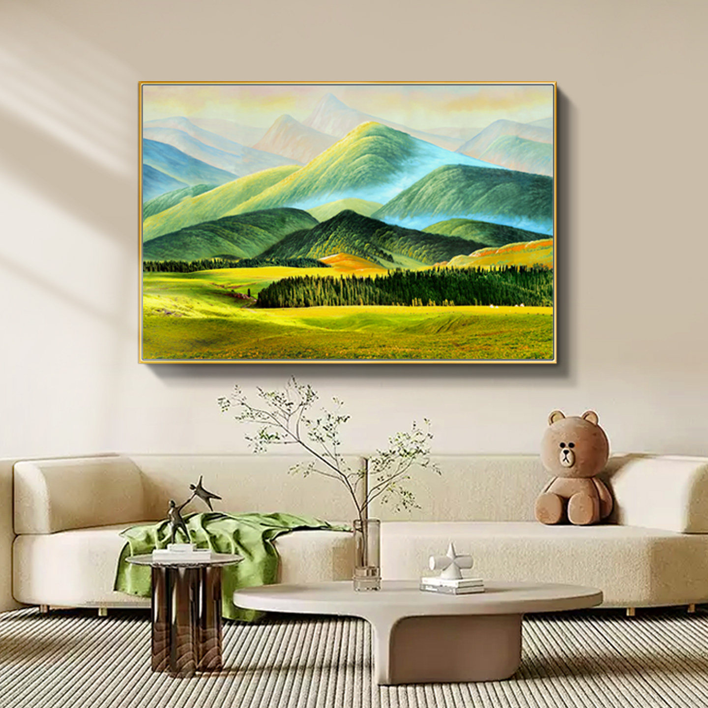 现代客厅沙发背景墙装饰画巨幅山景壁画山景无水门厅挂画