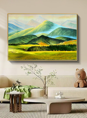 现代客厅沙发背景墙装饰画巨幅山景壁画山景无水门厅挂画