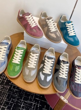 高定真皮复古情侣款德训鞋女百搭运动鞋休闲系带平底小白鞋男板鞋