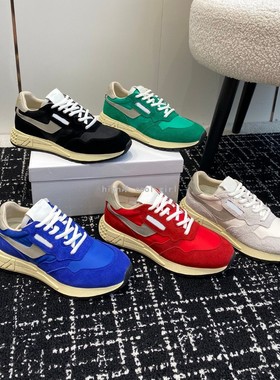 阿甘德训鞋真皮拼色厚底增高运动鞋复古跑步鞋轻便透气男女老爹鞋