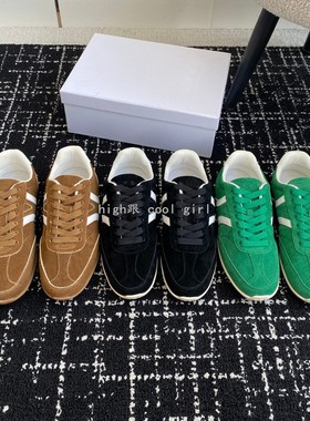 凯旋真皮拼色阿甘德训鞋女轻便透气平底小白鞋棕色绿色百搭运动鞋