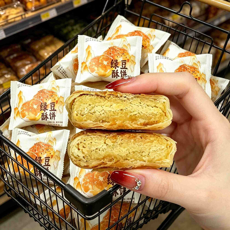 绿豆酥饼传统糕点办公室下午茶点心休闲解馋儿时整箱独立包装