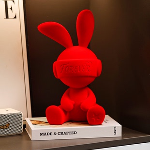 植绒公仔兔子摆件轻奢高档客厅入户玄关电视柜餐边柜酒柜乔迁装饰