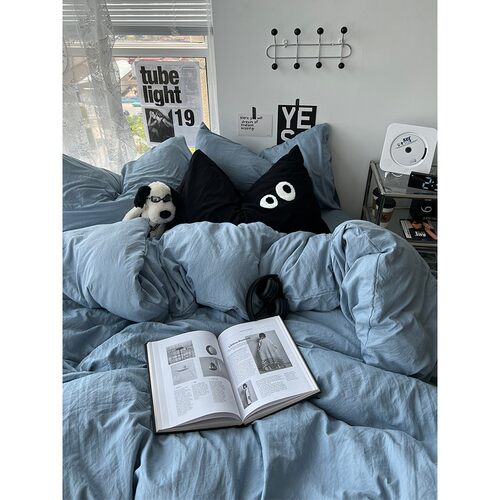 Simple Knitted Washed Cotton Soft Pleated Four-piece Set Ins