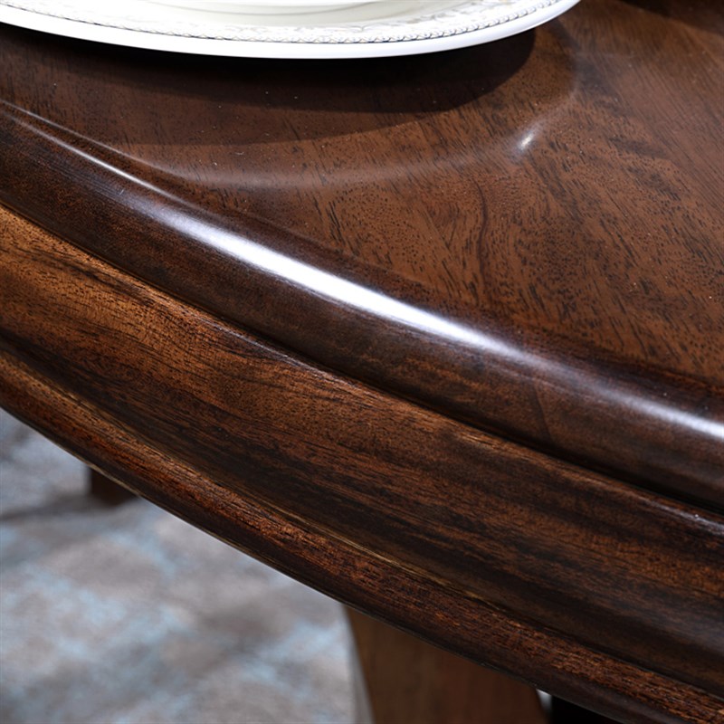 纯原木黑胡桃木餐桌全实木圆桌带转盘原木园桌1.35/T1.5米圆餐桌