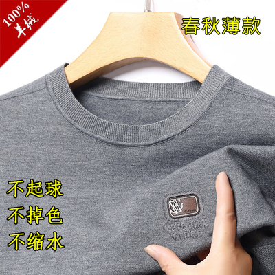 秋冬季男士圆领薄款羊毛衫