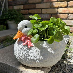 饰铜钱草盆栽花盆多肉植物树脂小鸭子桌面摆件水培器皿 阳台花园装