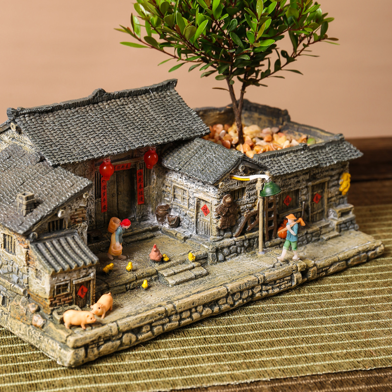 禅意造景花盆摆件装饰品