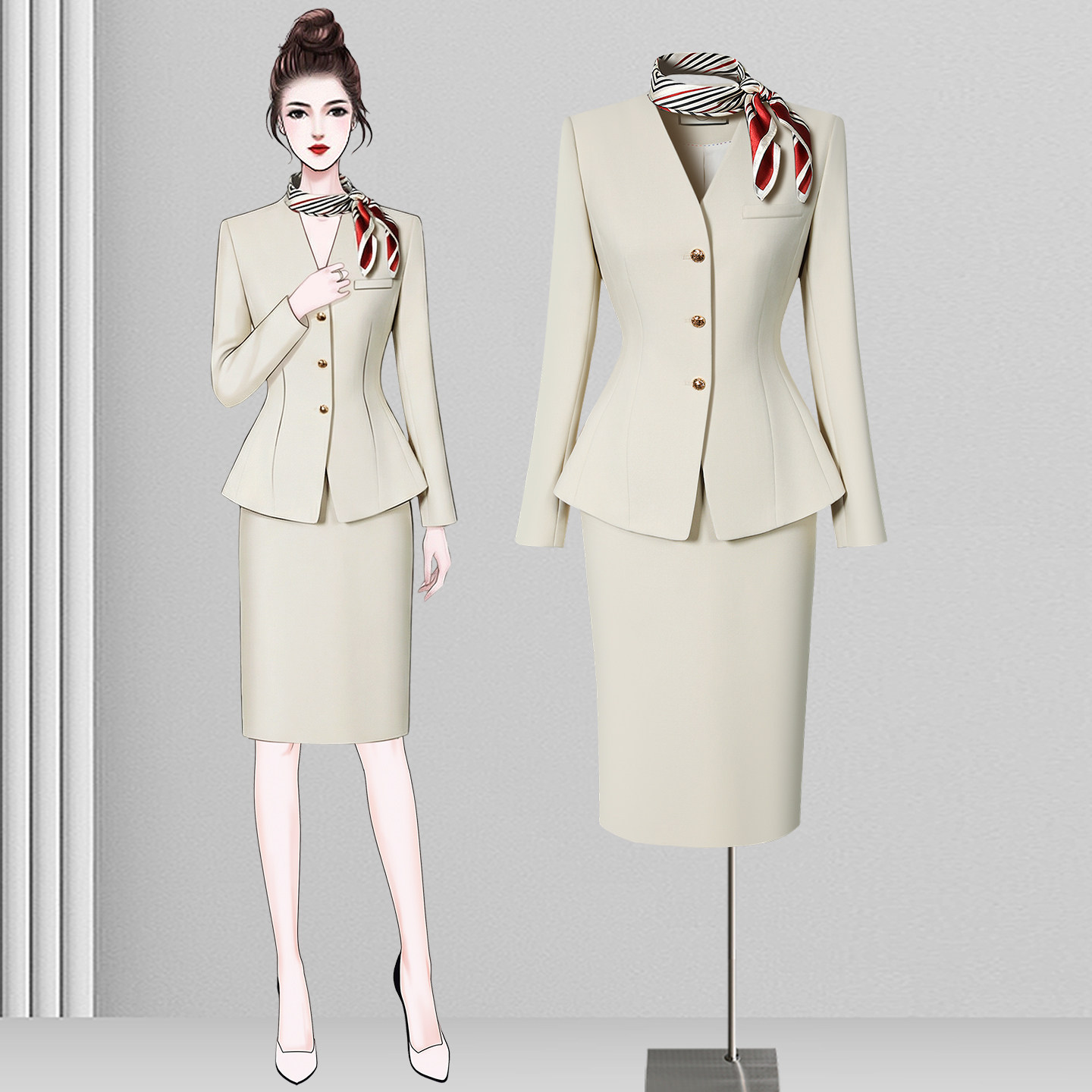 高级感职业西装套装女士气质干练修身显瘦酒店前台销售导购工装装