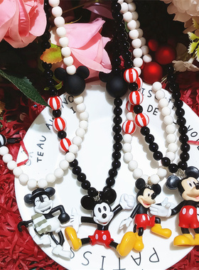 原创手作米奇米老鼠吊坠串珠项链