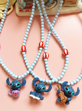 原创手作卡通茶杯吉他史迪仔项链