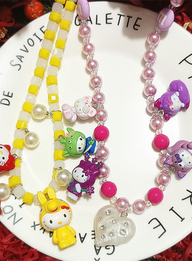 卡通kitty猫手工水晶珍珠项链女