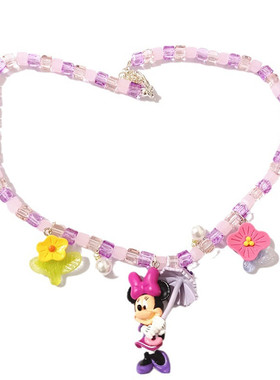 米妮米老鼠吊坠自制水晶串珠项链