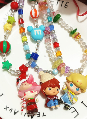 卡通泡泡玛特树脂吊坠糖果项链女