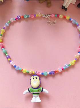 卡通巴斯光年七彩糖果珠子项链女