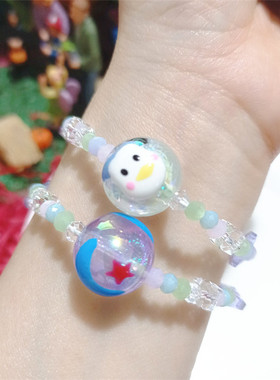 水晶蝴蝶透明琉璃唐老鸭月亮手链