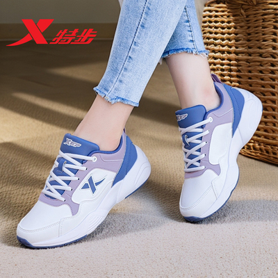 特步女鞋运动鞋皮面开学季