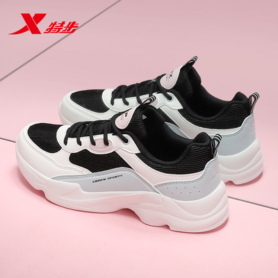 特步女鞋老爹鞋透气网面运动鞋女