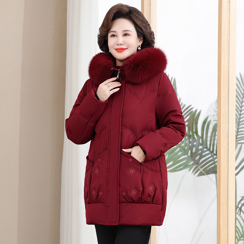 中年妈妈冬季羽绒服中长款