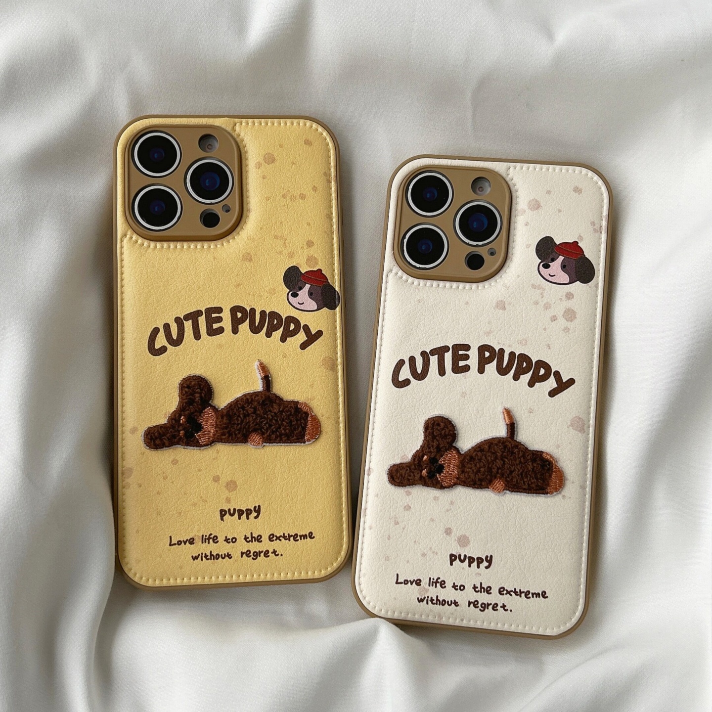 皮纹刺绣小狗oppoReno14手机壳FindX9/X8S+新款Reno13/11皮质9/8pro小众可爱女Reno7/6硅胶全包防摔10保护套