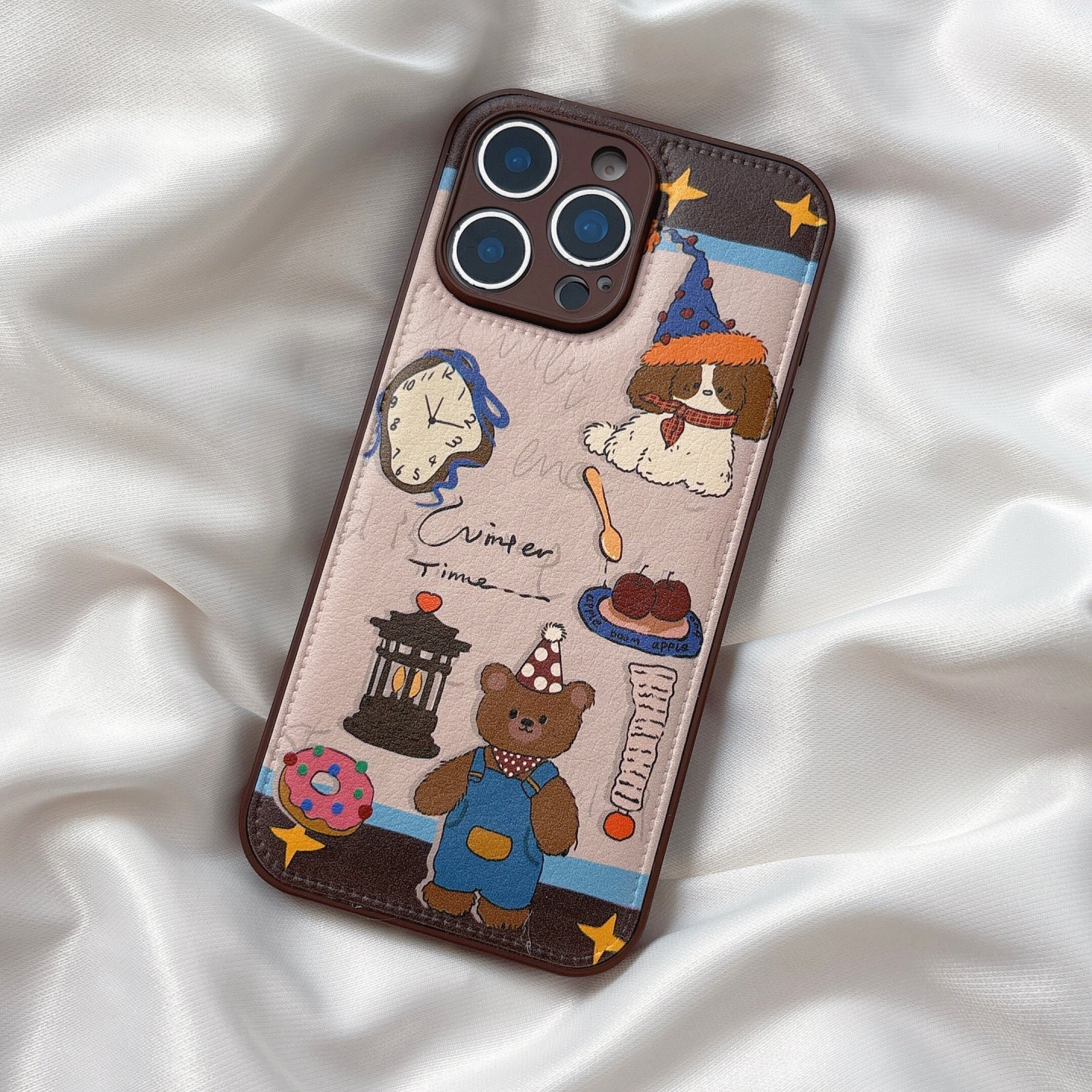 皮纹小熊星星vivoX300手机壳S30/S20新款X200S女S17可爱X100/X90S创意S18小众高级感皮质S19防摔S16pro保护套