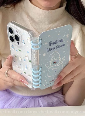 趣味可爱雪人翻盖笔记本oppoReno15手机壳FindX8S+新款Reno14/13创意书本壳FindX9pro防摔12小众FindX7支架女
