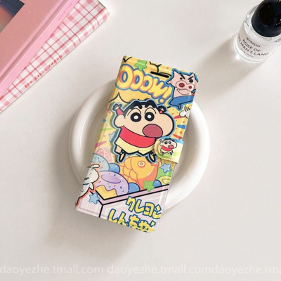 卡通小新翻盖皮套适用小米17promax手机壳K90/15新款K80插卡note14可爱K70创意折叠支架红米Turbo4全包13防摔