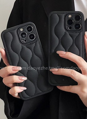 高级感秋冬黑色羽绒服菱格oppoReno15手机壳FindX9/X8S+新款Reno14/13皮质Reno9防摔10/8创意硅胶11pro保护套