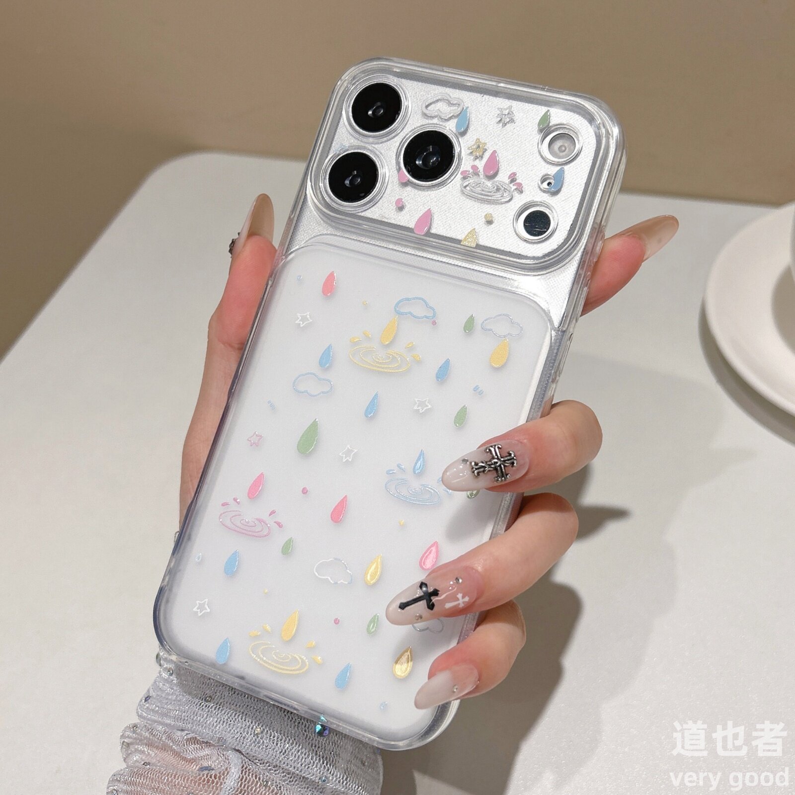 彩色雨滴适用苹果17/18promax手机壳iPhone16/15pm简约透明磨砂FindX9/X8小米17pro全包硅胶14华为pura90/80图片