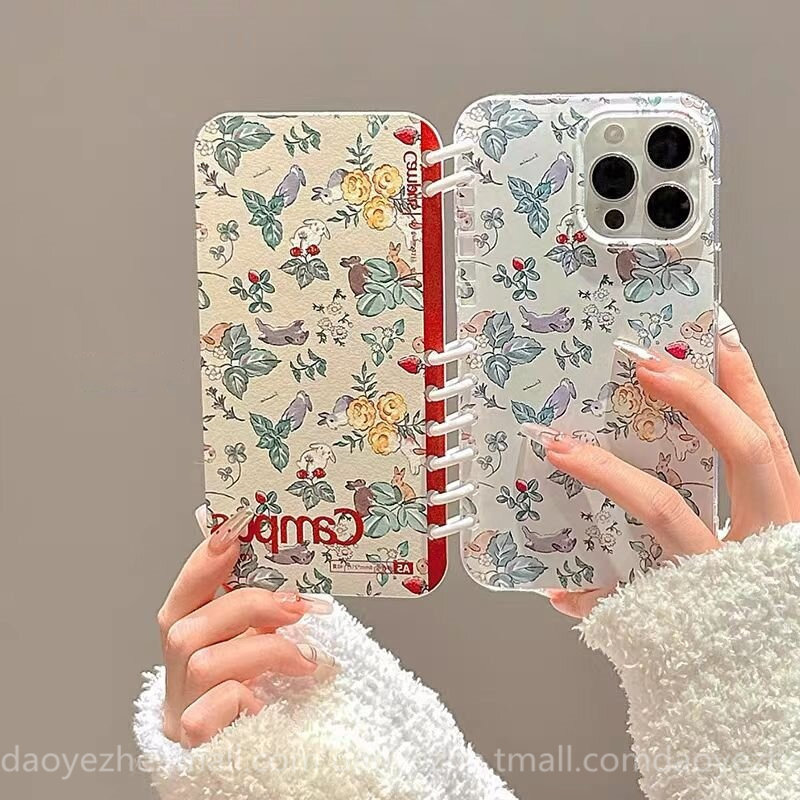 油画碎花兔子翻盖笔记本oppoReno14手机壳FindX8S+新款Reno13/12创意书本壳FindX9pro防摔小众FindX7支架女款