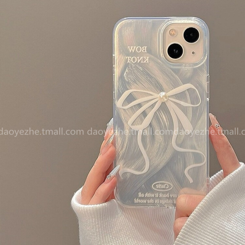 镭射珍珠蝴蝶结适用华为mate70手机壳Pura80新款P60/