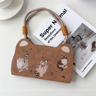 棕色复古涂鸦猫咪翻盖皮套适用小米17promax手机壳K90 K80挂绳note14创意K70支架红米Turbo4女13插卡12 15新款