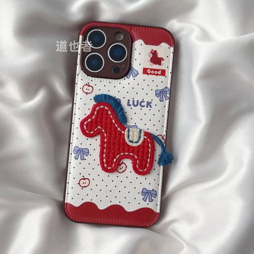 皮纹刺绣小马适用华为mate80promax手机壳Pura70/P60新款马年nova14/13可爱P50荣耀500皮质全包8防摔12小众11