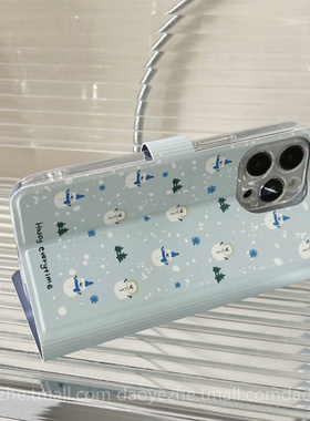 可爱雪人翻盖皮套oppoReno15手机壳FindX8S+新款Reno14/13创意折叠支架FindX9防摔11女10小众可插卡12pro全包