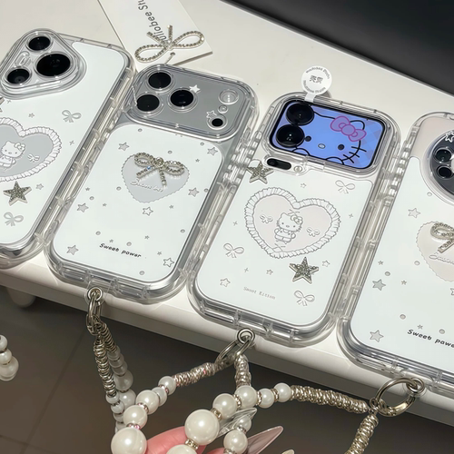 爱心星星蝴蝶结手链适用苹果17/18promax手机壳iPhone16/15pm全包mate80气囊FindX9小米17pro防摔华为pura90